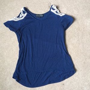 Navy blue Soft Cold-Shoulder t-shirt!!!!!